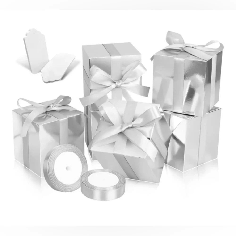 Silver Metallic Gift Boxes - Set of 25